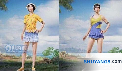 和平精英泳装对比：缤纷果语vs夏日倾情
