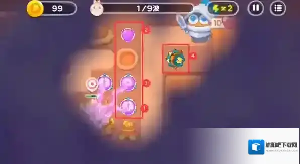 保卫萝卜4饿龙传说第9关攻略详解